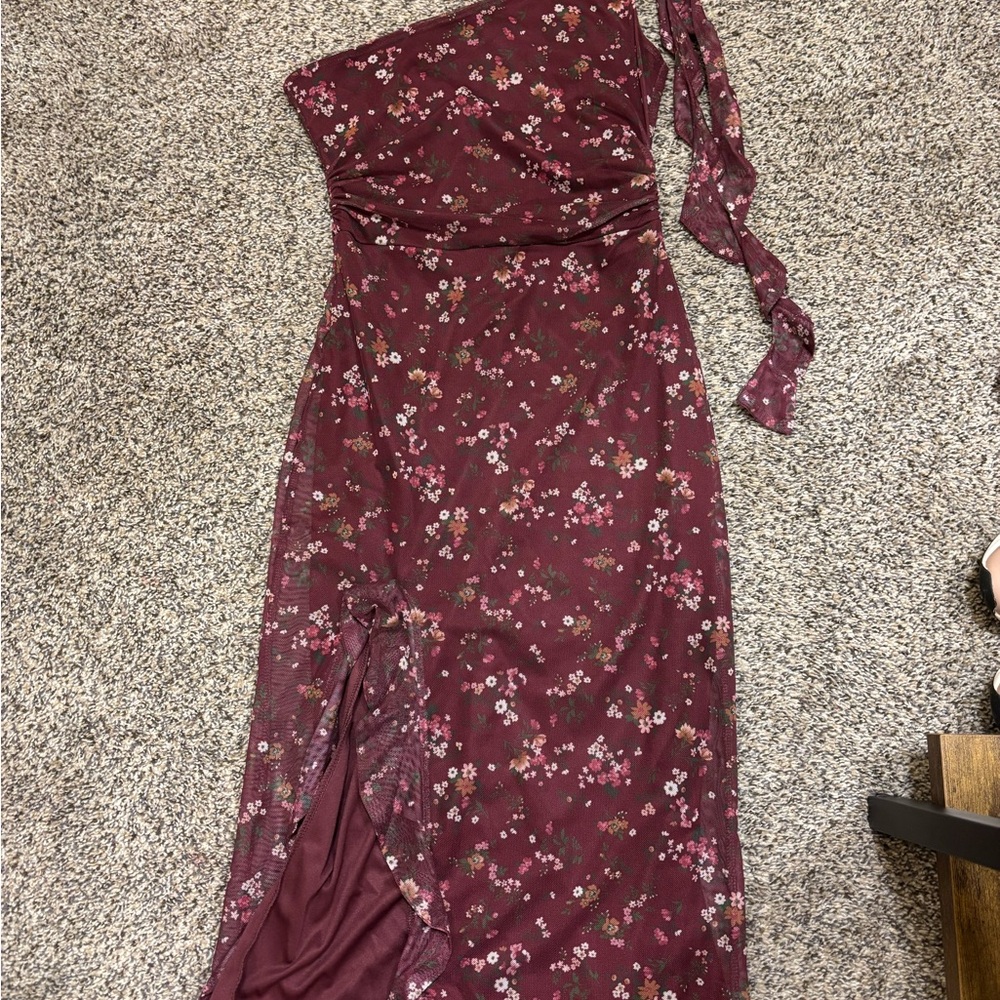 Emerald Sundae Red Asymmetrical Sequin Gown